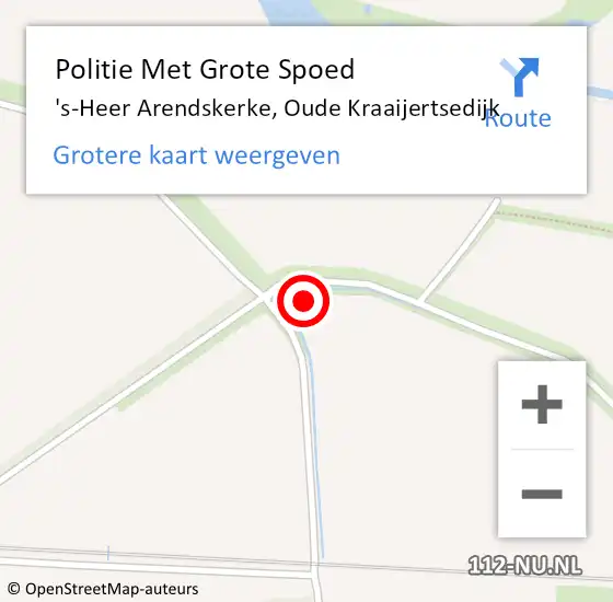 Locatie op kaart van de 112 melding: Politie Met Grote Spoed Naar 's-Heer Arendskerke, Oude Kraaijertsedijk op 19 april 2023 12:02