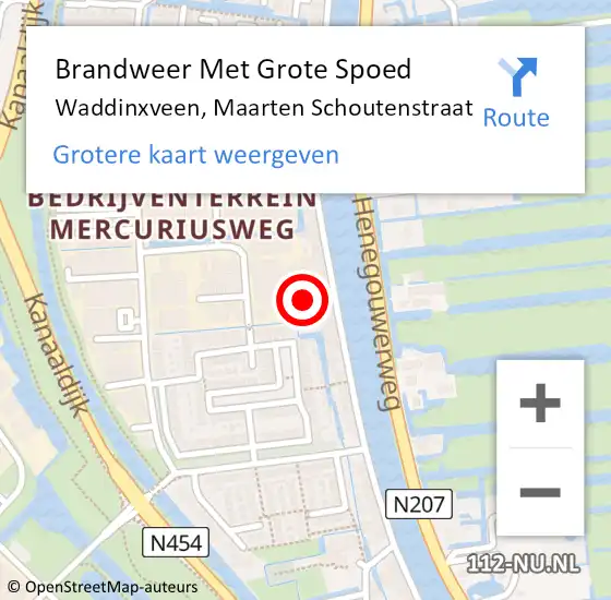 Locatie op kaart van de 112 melding: Brandweer Met Grote Spoed Naar Waddinxveen, Maarten Schoutenstraat op 19 april 2023 12:03