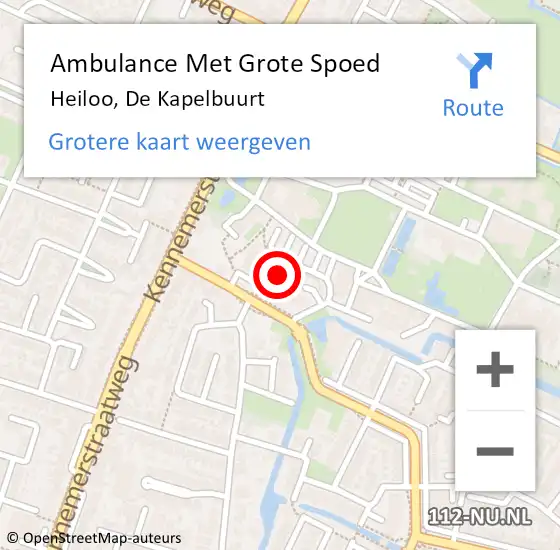 Locatie op kaart van de 112 melding: Ambulance Met Grote Spoed Naar Heiloo, De Kapelbuurt op 19 april 2023 12:04