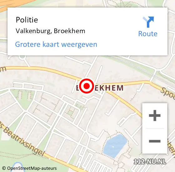 Locatie op kaart van de 112 melding: Politie Valkenburg, Broekhem op 19 april 2023 12:12