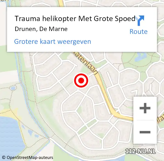 Locatie op kaart van de 112 melding: Trauma helikopter Met Grote Spoed Naar Drunen, De Marne op 19 april 2023 12:19