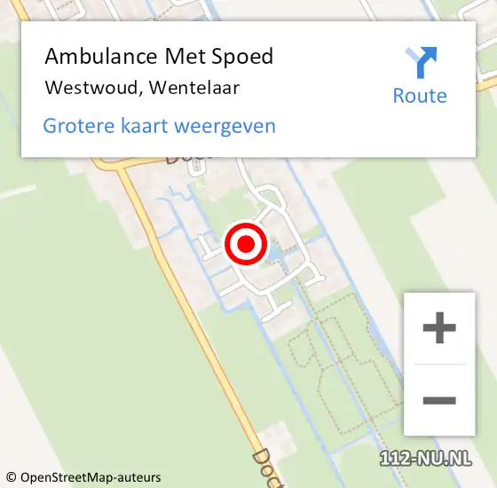 Locatie op kaart van de 112 melding: Ambulance Met Spoed Naar Westwoud, Wentelaar op 19 april 2023 12:23