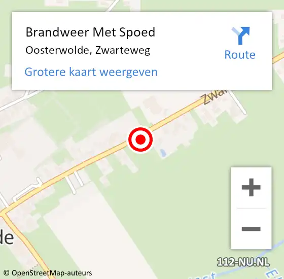 Locatie op kaart van de 112 melding: Brandweer Met Spoed Naar Oosterwolde, Zwarteweg op 19 april 2023 12:48