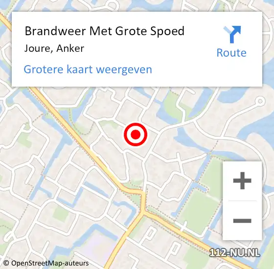 Locatie op kaart van de 112 melding: Brandweer Met Grote Spoed Naar Joure, Anker op 19 april 2023 12:52