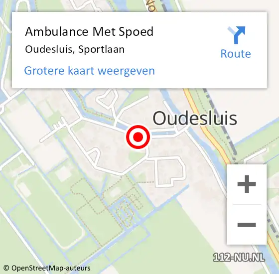 Locatie op kaart van de 112 melding: Ambulance Met Spoed Naar Oudesluis, Sportlaan op 19 april 2023 12:56