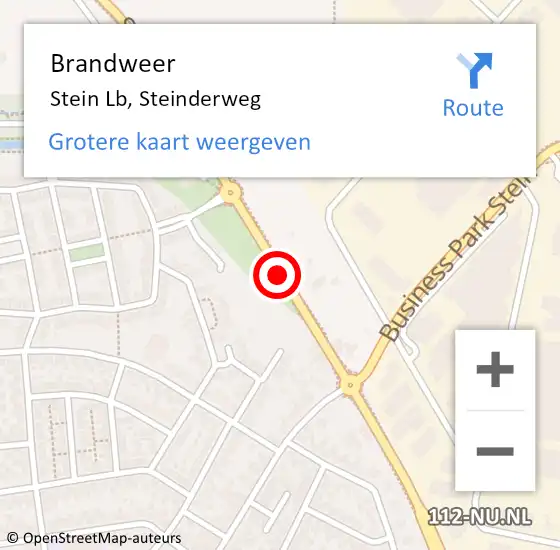 Locatie op kaart van de 112 melding: Brandweer Stein Lb, Steinderweg op 22 augustus 2014 17:27
