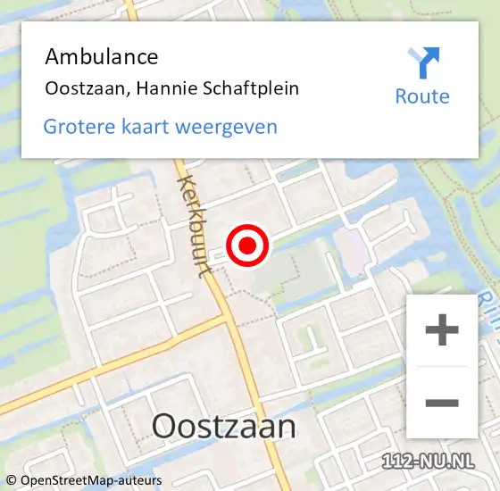 Locatie op kaart van de 112 melding: Ambulance Oostzaan, Hannie Schaftplein op 19 april 2023 12:59