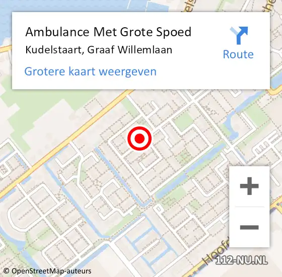 Locatie op kaart van de 112 melding: Ambulance Met Grote Spoed Naar Kudelstaart, Graaf Willemlaan op 19 april 2023 13:31