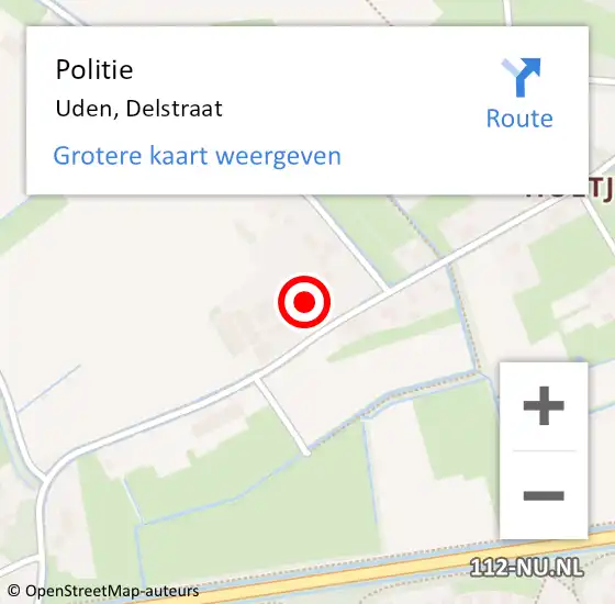 Locatie op kaart van de 112 melding: Politie Uden, Delstraat op 19 april 2023 13:47