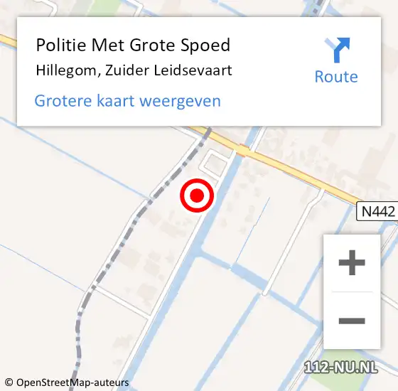 Locatie op kaart van de 112 melding: Politie Met Grote Spoed Naar Hillegom, Zuider Leidsevaart op 19 april 2023 13:56