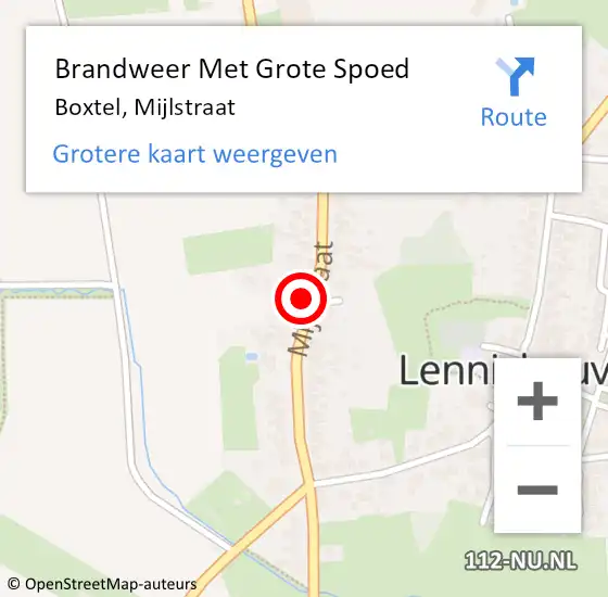 Locatie op kaart van de 112 melding: Brandweer Met Grote Spoed Naar Boxtel, Mijlstraat op 19 april 2023 14:09