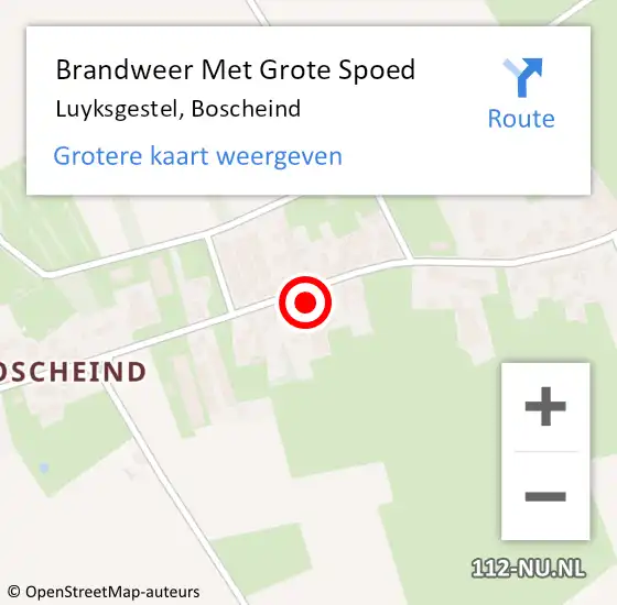 Locatie op kaart van de 112 melding: Brandweer Met Grote Spoed Naar Luyksgestel, Boscheind op 19 april 2023 14:16