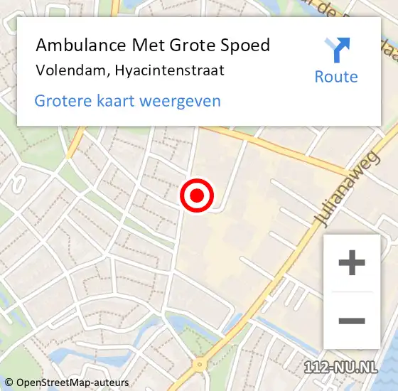 Locatie op kaart van de 112 melding: Ambulance Met Grote Spoed Naar Volendam, Hyacintenstraat op 19 april 2023 14:30