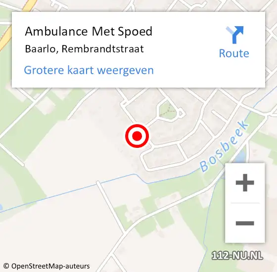 Locatie op kaart van de 112 melding: Ambulance Met Spoed Naar Baarlo, Rembrandtstraat op 22 augustus 2014 17:38