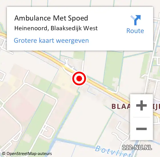 Locatie op kaart van de 112 melding: Ambulance Met Spoed Naar Heinenoord, Blaaksedijk West op 19 april 2023 14:58