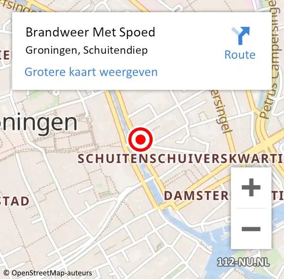 Locatie op kaart van de 112 melding: Brandweer Met Spoed Naar Groningen, Schuitendiep op 19 april 2023 15:02