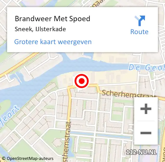 Locatie op kaart van de 112 melding: Brandweer Met Spoed Naar Sneek, IJlsterkade op 19 april 2023 15:15