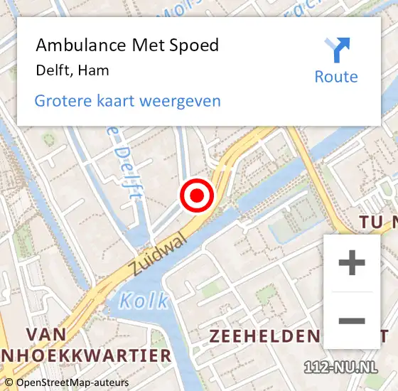 Locatie op kaart van de 112 melding: Ambulance Met Spoed Naar Delft, Ham op 19 april 2023 15:27