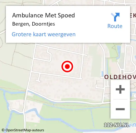 Locatie op kaart van de 112 melding: Ambulance Met Spoed Naar Bergen, Doorntjes op 19 april 2023 15:30