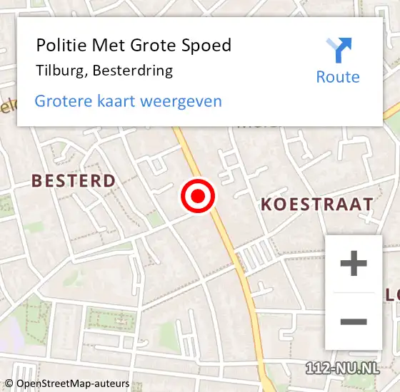 Locatie op kaart van de 112 melding: Politie Met Grote Spoed Naar Tilburg, Besterdring op 19 april 2023 15:33