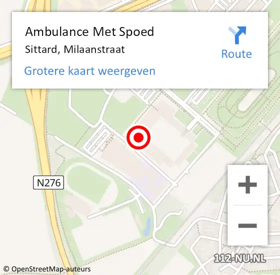 Locatie op kaart van de 112 melding: Ambulance Met Spoed Naar Sittard, Milaanstraat op 19 april 2023 15:36