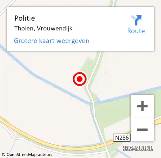 Locatie op kaart van de 112 melding: Politie Tholen, Vrouwendijk op 19 april 2023 15:38