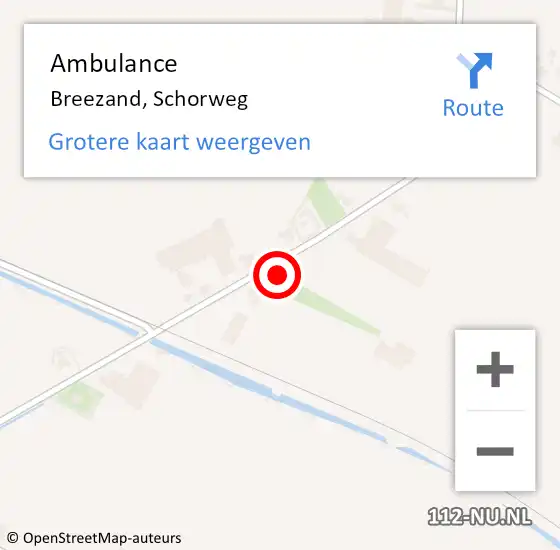 Locatie op kaart van de 112 melding: Ambulance Breezand, Schorweg op 19 april 2023 16:08