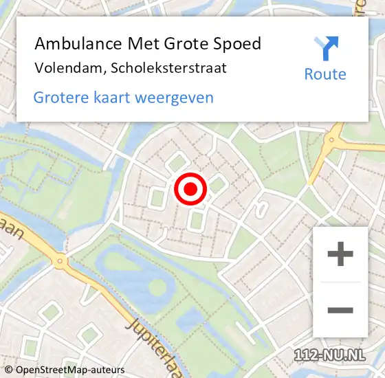Locatie op kaart van de 112 melding: Ambulance Met Grote Spoed Naar Volendam, Scholeksterstraat op 19 april 2023 16:09