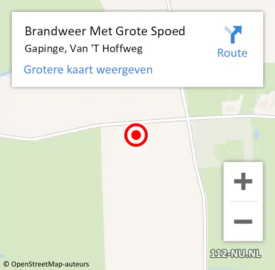Locatie op kaart van de 112 melding: Brandweer Met Grote Spoed Naar Gapinge, Van 'T Hoffweg op 22 augustus 2014 17:54