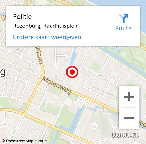 Locatie op kaart van de 112 melding: Politie Rozenburg, Raadhuisplein op 19 april 2023 16:43