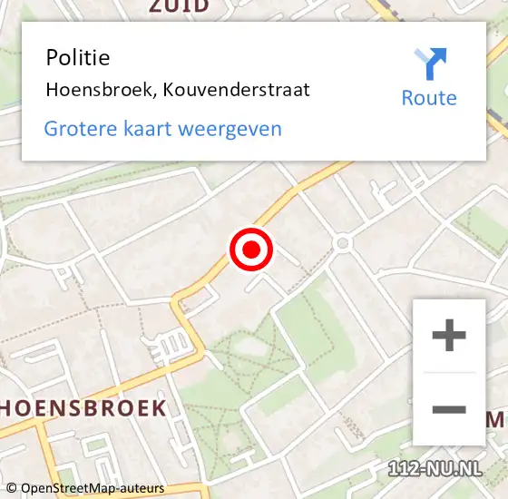 Locatie op kaart van de 112 melding: Politie Hoensbroek, Kouvenderstraat op 19 april 2023 16:47