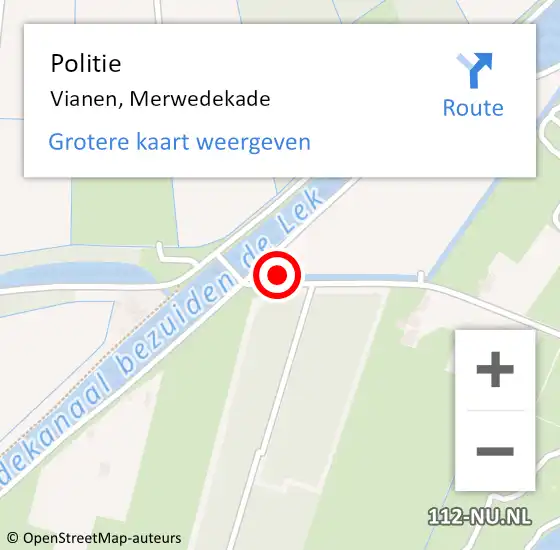 Locatie op kaart van de 112 melding: Politie Vianen, Merwedekade op 19 april 2023 16:49