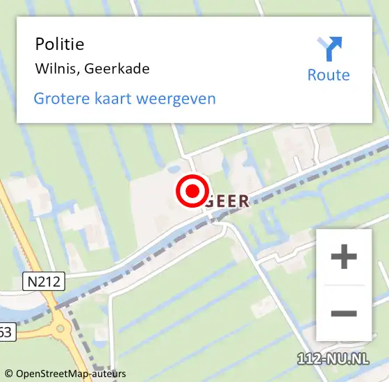 Locatie op kaart van de 112 melding: Politie Wilnis, Geerkade op 19 april 2023 16:57