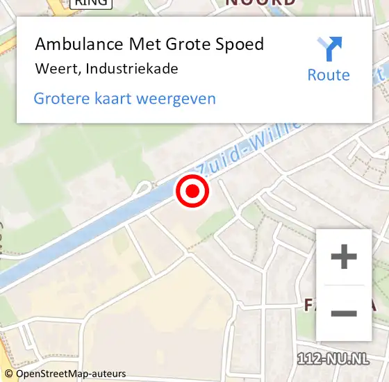 Locatie op kaart van de 112 melding: Ambulance Met Grote Spoed Naar Weert, Industriekade op 19 april 2023 17:04