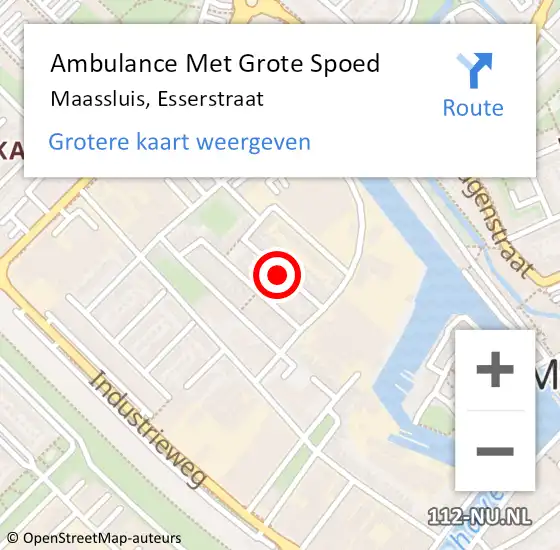 Locatie op kaart van de 112 melding: Ambulance Met Grote Spoed Naar Maassluis, Esserstraat op 19 april 2023 17:06