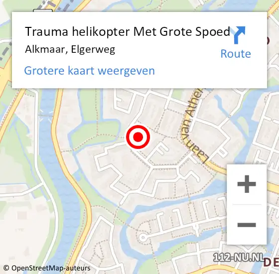 Locatie op kaart van de 112 melding: Trauma helikopter Met Grote Spoed Naar Alkmaar, Elgerweg op 19 april 2023 17:09