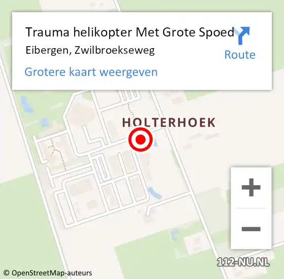 Locatie op kaart van de 112 melding: Trauma helikopter Met Grote Spoed Naar Eibergen, Zwilbroekseweg op 19 april 2023 17:33