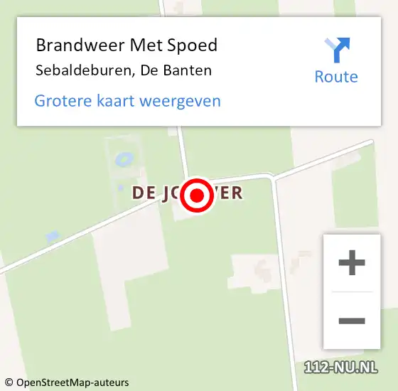 Locatie op kaart van de 112 melding: Brandweer Met Spoed Naar Sebaldeburen, De Banten op 19 april 2023 17:41