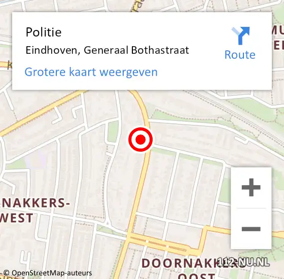 Locatie op kaart van de 112 melding: Politie Eindhoven, Generaal Bothastraat op 19 april 2023 18:02