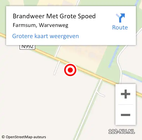 Locatie op kaart van de 112 melding: Brandweer Met Grote Spoed Naar Farmsum, Warvenweg op 19 april 2023 18:26