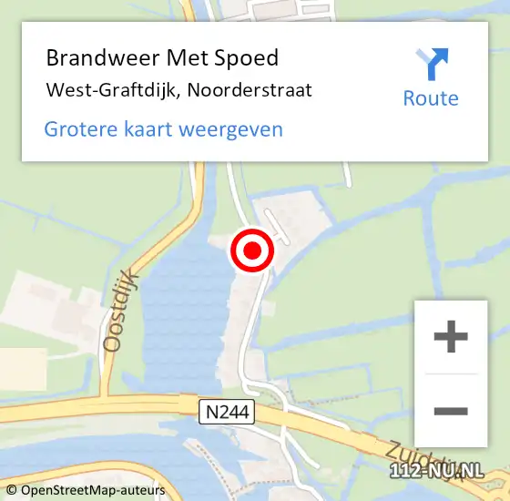 Locatie op kaart van de 112 melding: Brandweer Met Spoed Naar West-Graftdijk, Noorderstraat op 22 augustus 2014 18:07