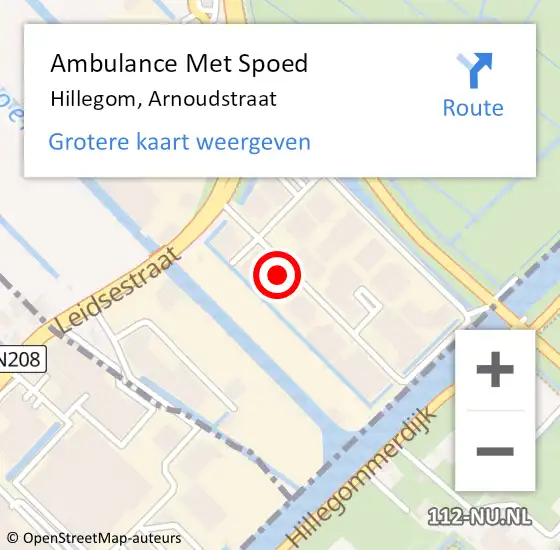 Locatie op kaart van de 112 melding: Ambulance Met Spoed Naar Hillegom, Arnoudstraat op 19 april 2023 18:58