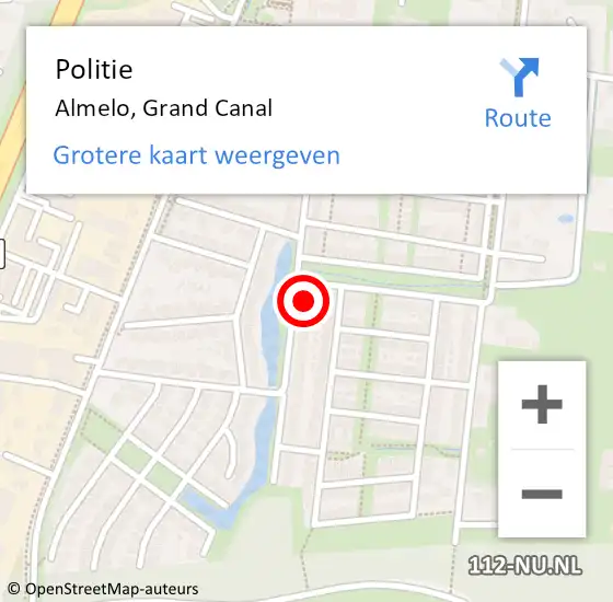 Locatie op kaart van de 112 melding: Politie Almelo, Grand Canal op 19 april 2023 19:12