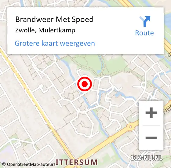 Locatie op kaart van de 112 melding: Brandweer Met Spoed Naar Zwolle, Mulertkamp op 19 april 2023 19:15