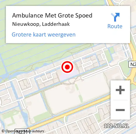 Locatie op kaart van de 112 melding: Ambulance Met Grote Spoed Naar Nieuwkoop, Ladderhaak op 19 april 2023 19:46