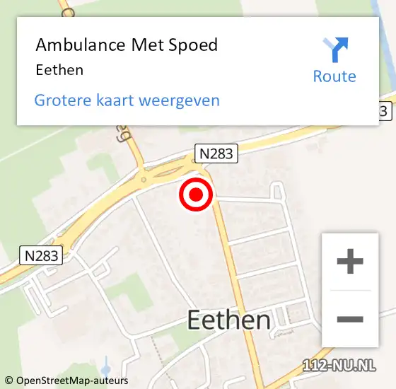 Locatie op kaart van de 112 melding: Ambulance Met Spoed Naar Eethen op 19 april 2023 20:32