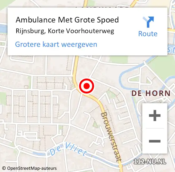 Locatie op kaart van de 112 melding: Ambulance Met Grote Spoed Naar Rijnsburg, Korte Voorhouterweg op 19 april 2023 21:05