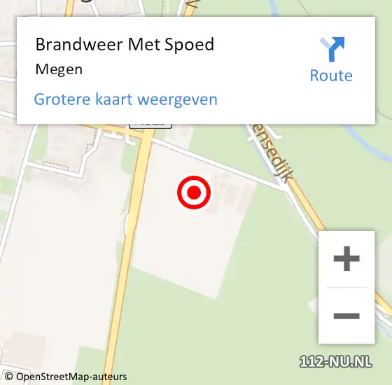 Locatie op kaart van de 112 melding: Brandweer Met Spoed Naar Megen op 19 april 2023 21:08