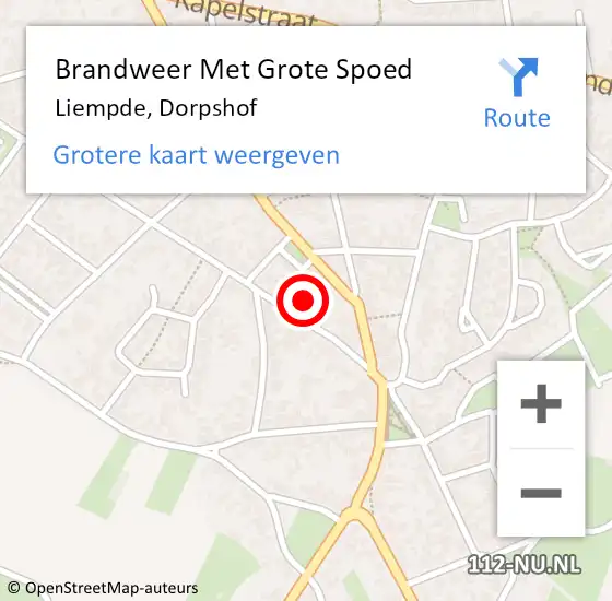 Locatie op kaart van de 112 melding: Brandweer Met Grote Spoed Naar Liempde, Dorpshof op 19 april 2023 21:10