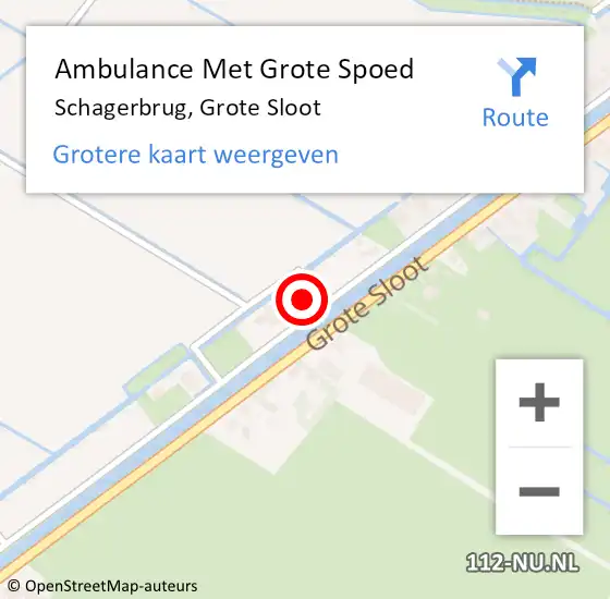 Locatie op kaart van de 112 melding: Ambulance Met Grote Spoed Naar Schagerbrug, Grote Sloot op 19 april 2023 21:24